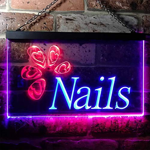 Beauty Salon Nails Dual LED Neon Light Sign